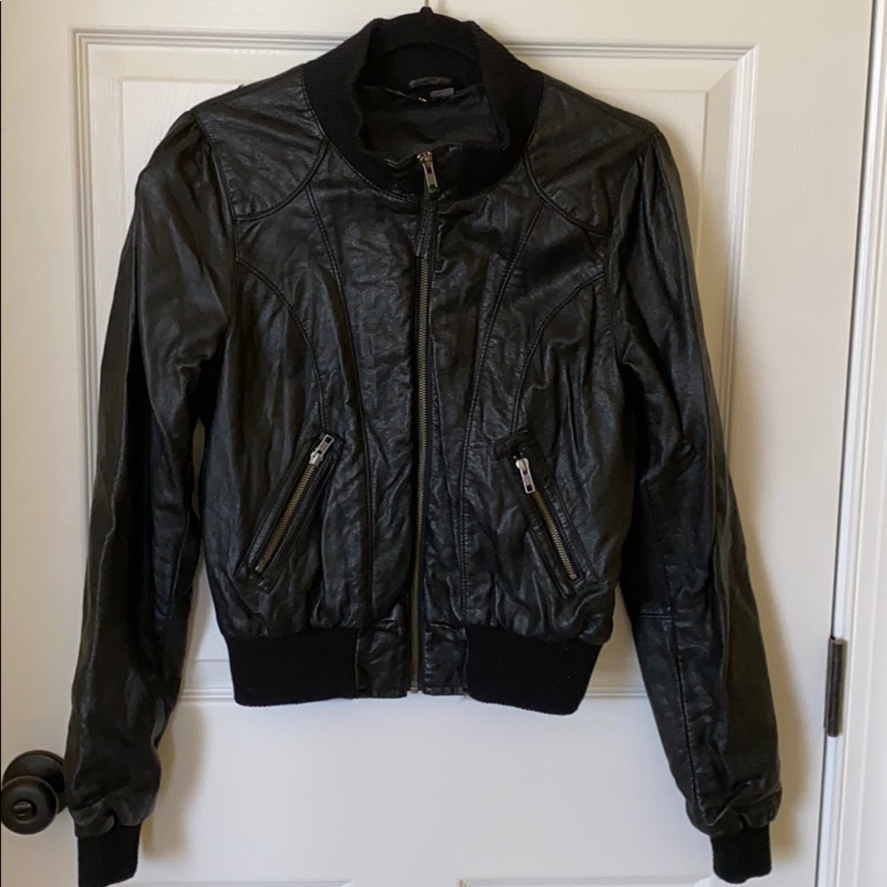 🔥 Faux Leather Bomber Jacket
